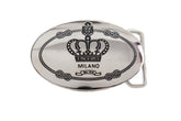 Men Women Silver Metal Fashion Belt Buckle King Queen Crown Cross Oval Milano